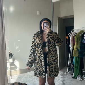 Cheetah print faux fur coat